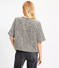 Metallic Fringe Tweed Pocket Tee