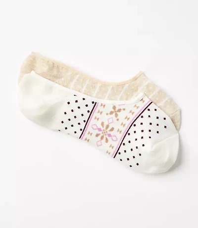 Fair Isle & Stripe No Show Sock Set