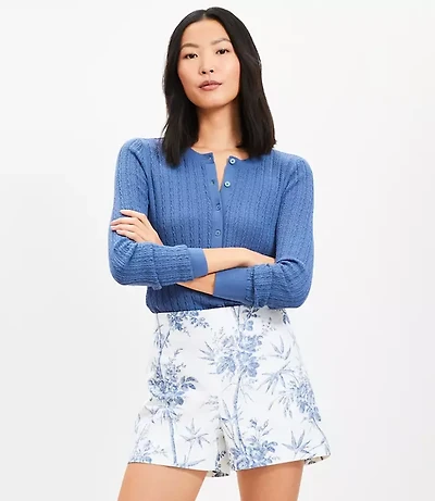 Palm Darted Side Zip Shorts in Cotton Linen