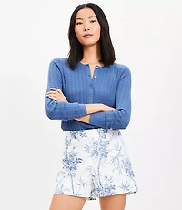 Palm Darted Side Zip Shorts in Cotton Linen