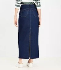 Petite Denim Maxi Skirt in Rinse Wash