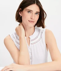 Cutout Ruffle Neck Shell