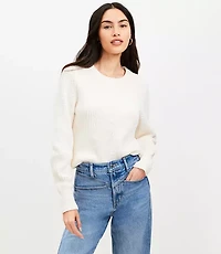 Petite Ribbed Blouson Sleeve Sweater