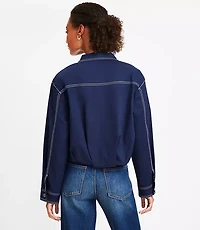 Petite Topstitched Bubble Hem Jacket