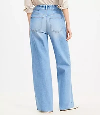 Petite Curvy Seamed Wide Leg Jeans Bright Authentic Indigo