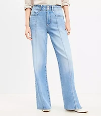 Petite Curvy Seamed Wide Leg Jeans Bright Authentic Indigo