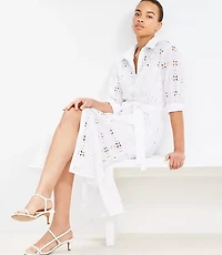 Square Eyelet Midi Shirtdress