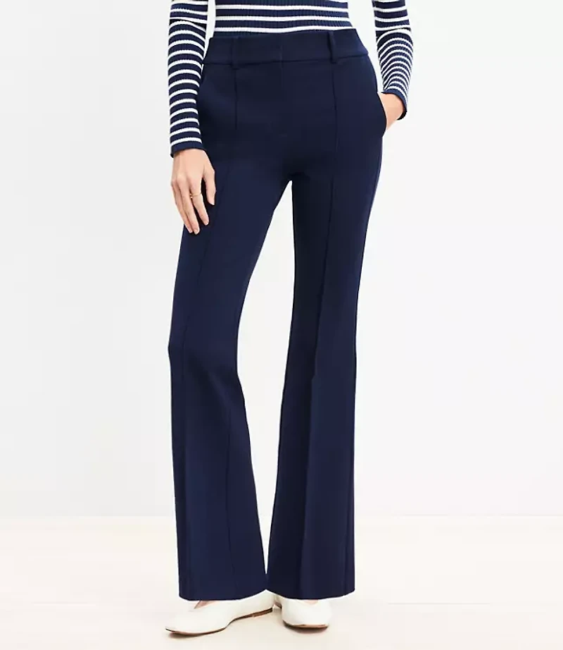 Petite Pintucked Sutton Flare Pants Bi-Stretch