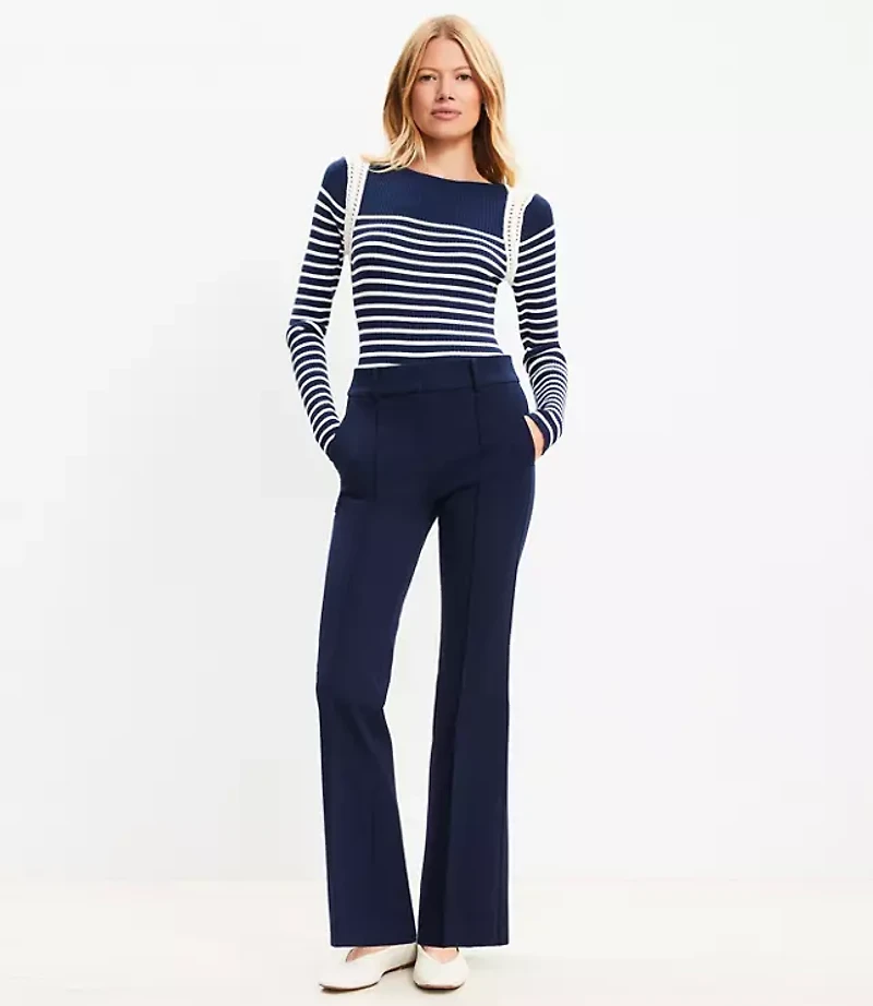 Petite Pintucked Sutton Flare Pants Bi-Stretch