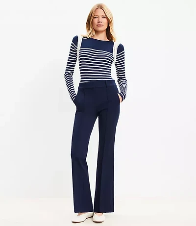 Petite Pintucked Sutton Flare Pants Bi-Stretch