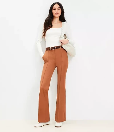 Petite Pintucked Sutton Flare Pants Bi-Stretch