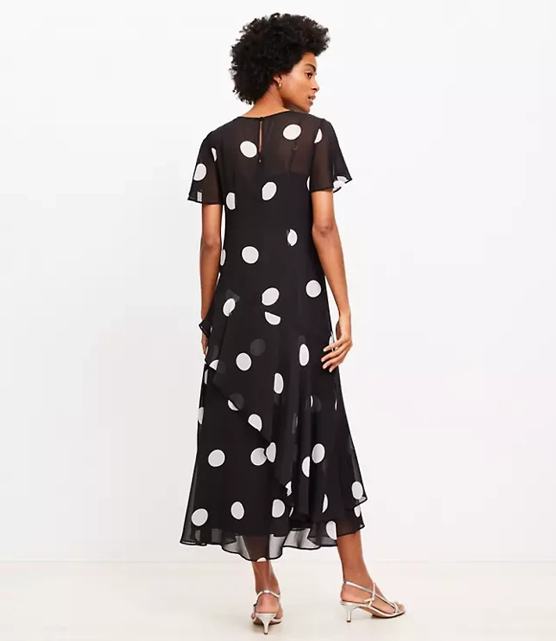 Petite Dotted Flounce Maxi Dress