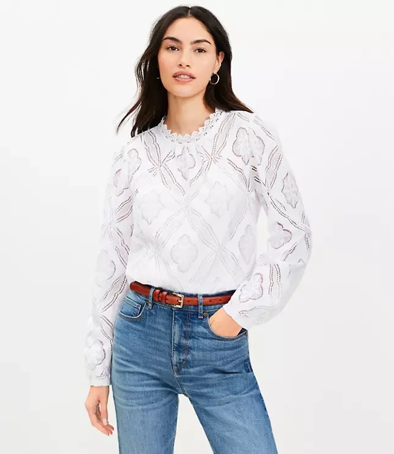 Petite Mosaic Lace Blouse