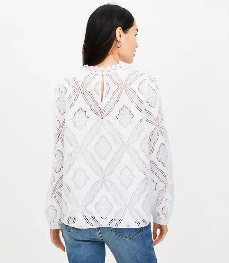 Petite Mosaic Lace Blouse