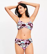 LOFT Beach Floral Shirred High Waist Bikini Bottom
