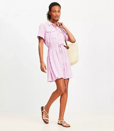 Striped Mini Pocket Shirtdress