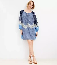 Lace Paisley Tie Mini Pocket Dress