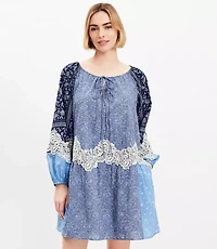 Lace Paisley Tie Mini Pocket Dress