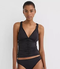 LOFT Beach Ruched Cross Back Halter Tankini Top