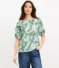 Gardenia Bubble Sleeve Mixed Media Top