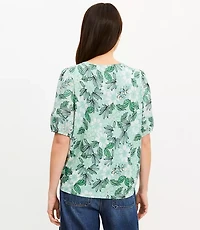 Gardenia Bubble Sleeve Mixed Media Top