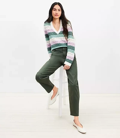 Stitched Stripe V-Neck Sweater