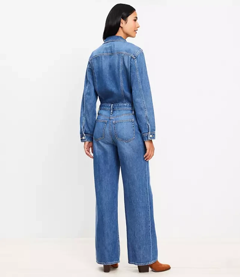 Petite Denim Jumpsuit in Authentic Vintage Mid Wash