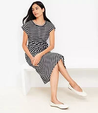 Stripe Knotted Cap Sleeve Midi Dress