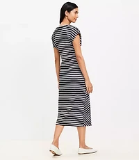 Stripe Knotted Cap Sleeve Midi Dress