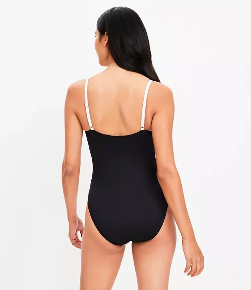LOFT Beach Twist Cutout One Piece Swimsuit