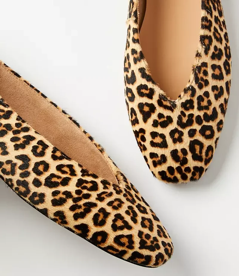 Cheetah Print Haircalf High Vamp Flats