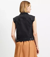 Denim Trucker Vest Washed Black