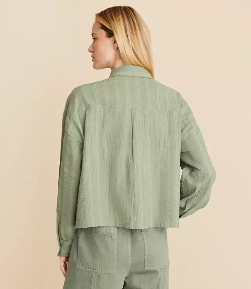 Lou & Grey Crinkle Henley Pocket Shirt