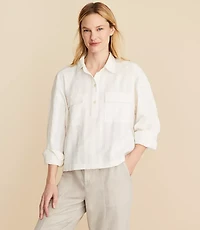 Lou & Grey Crinkle Henley Pocket Shirt