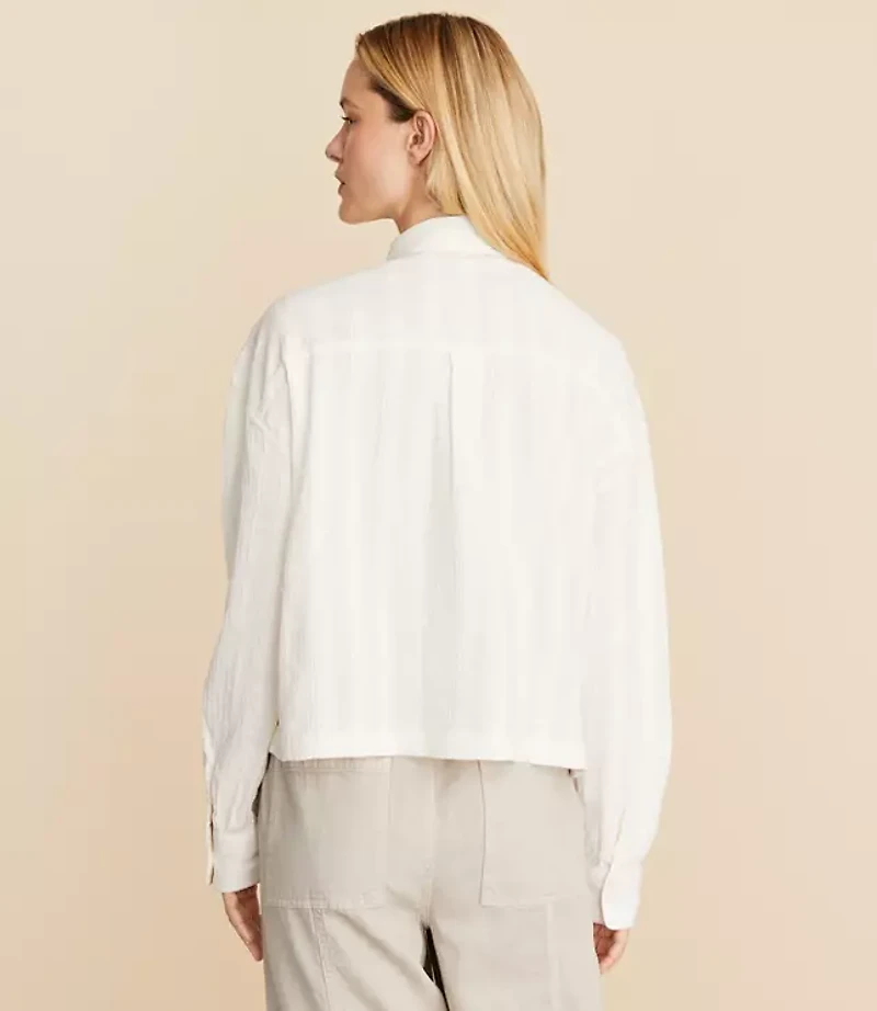 Lou & Grey Crinkle Henley Pocket Shirt