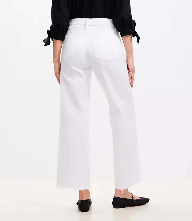 Curvy High Rise Wide Leg Crop Jeans in White