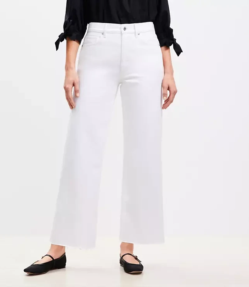 Curvy High Rise Wide Leg Crop Jeans in White