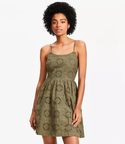 Mosaic Eyelet Strappy Mini Pocket Dress