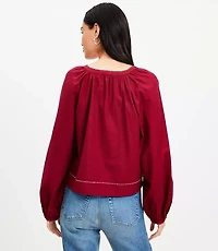 Petite Embroidered Sweetheart Neck Blouse