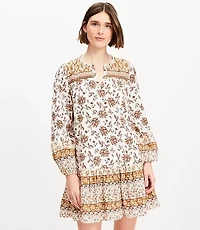 Petite Floral Pleated Flounce Mini Dress