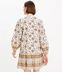 Petite Floral Pleated Flounce Mini Dress
