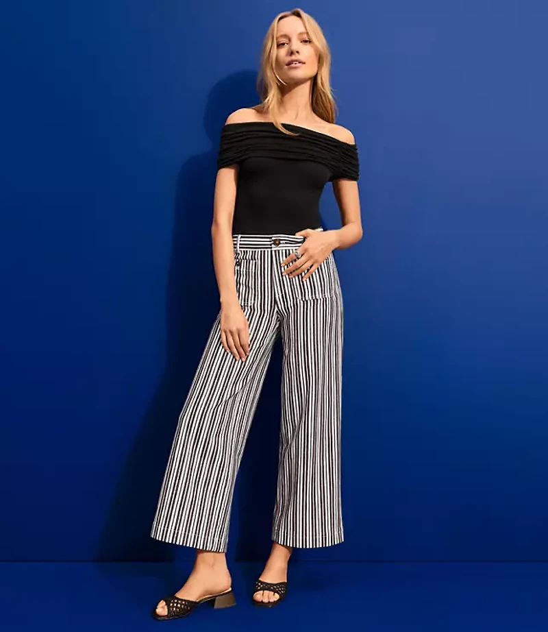 Palmer Wide Leg Crop Pants in Stripe