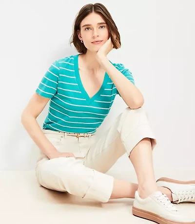 Striped Everyday V-Neck Tee