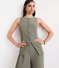 Petite LOFT Versa Crepe Drape High Neck Vest