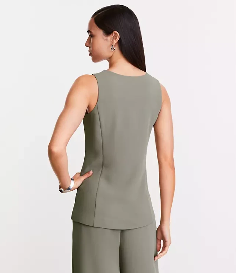 Petite LOFT Versa Crepe Drape High Neck Vest