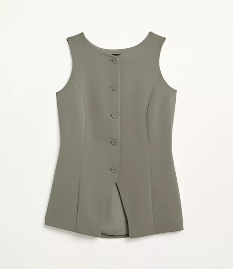 Petite LOFT Versa Crepe Drape High Neck Vest