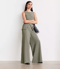 Petite LOFT Versa Crepe Drape High Neck Vest