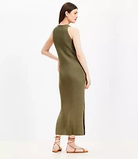 Crochet Ribbed Halter Maxi Sweater Dress