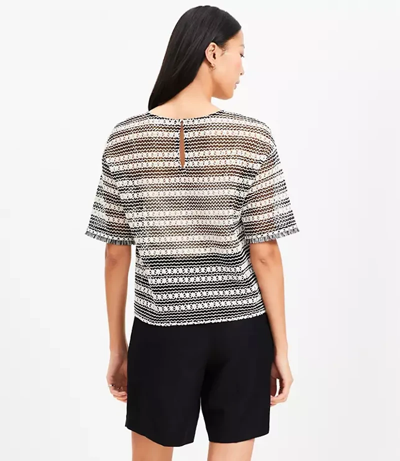 Striped Crochet Modern Tee
