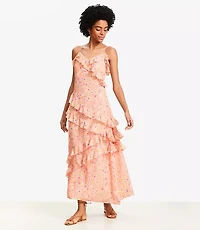 Floral Ruffle Strappy Maxi Dress